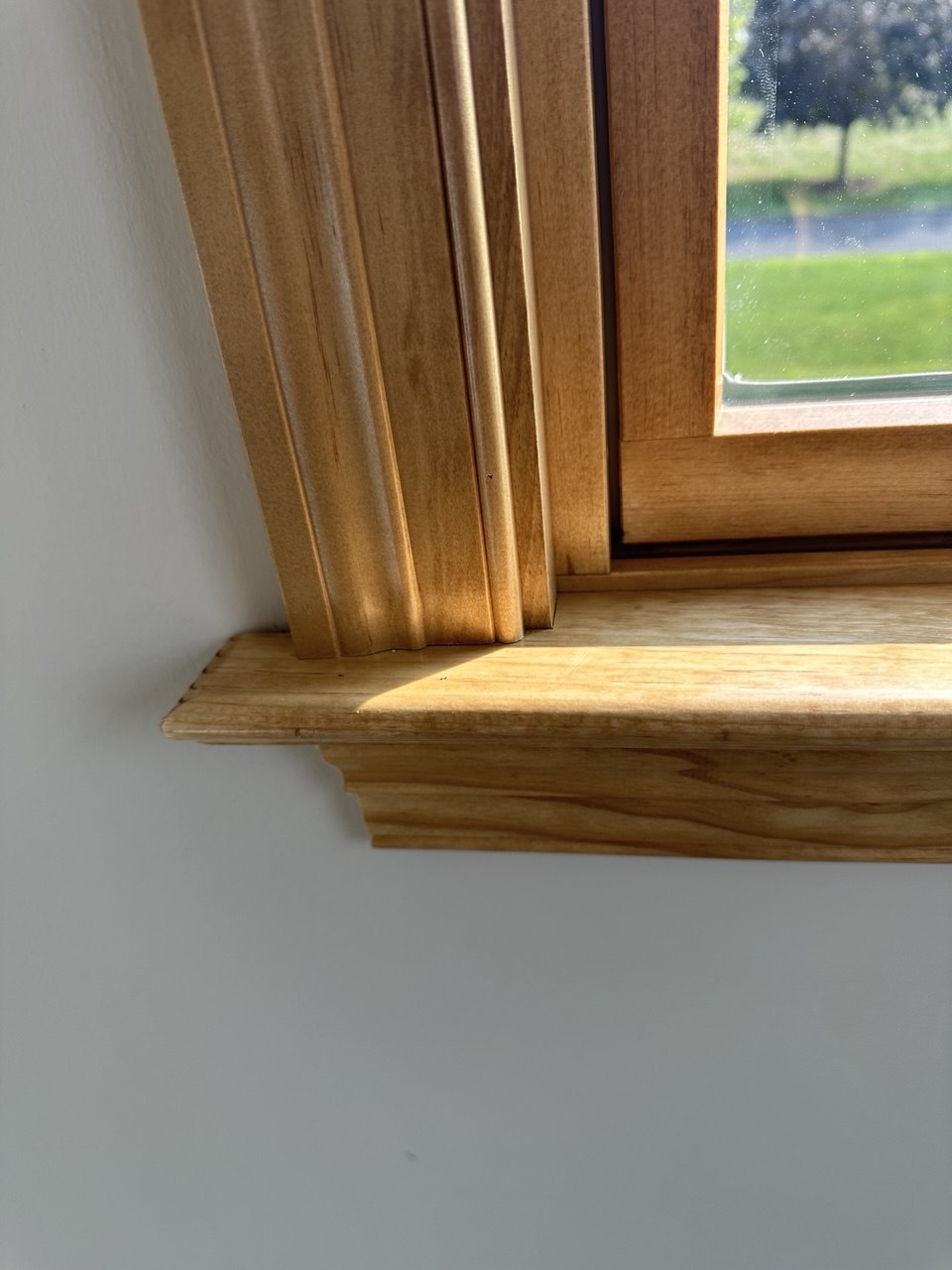 Wood trim detail on window
